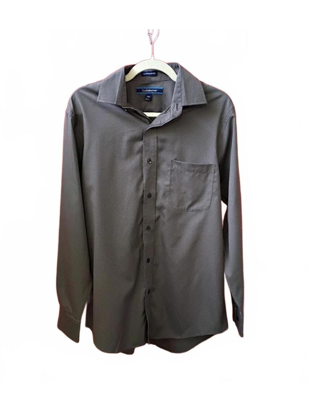 Croft & Barrow Men's Gray Button-Up Shirt Size 15 1/2